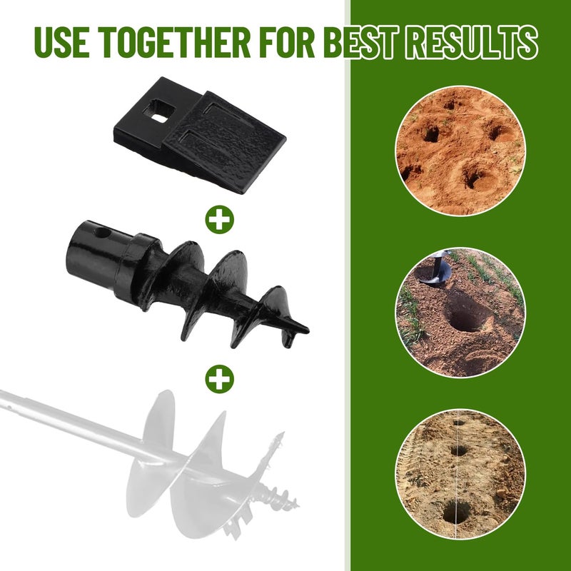 Venussar Bolt-On Spiral Point Auger, with 2 Pack 3 Point Auger Cutting Edge, for Heavy-Duty Augers, 3 Point Post Hole Digger - Image 4